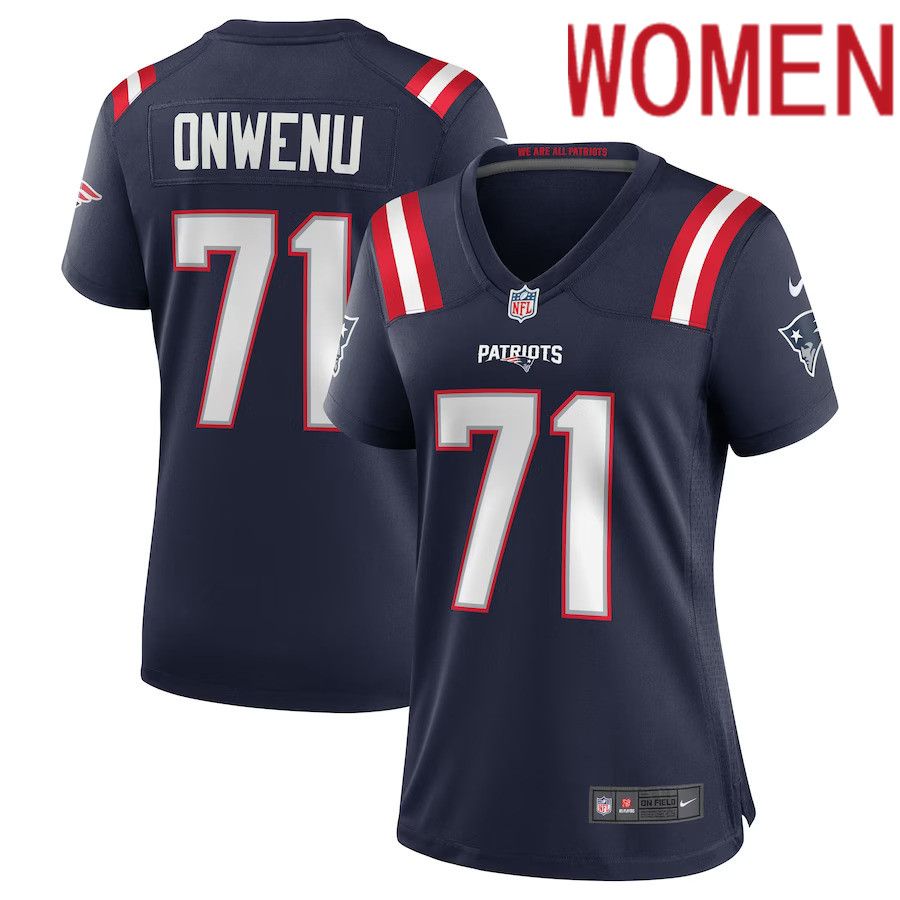 Women New England Patriots #71 Mike Onwenu Nike Navy Team Game NFL Jersey